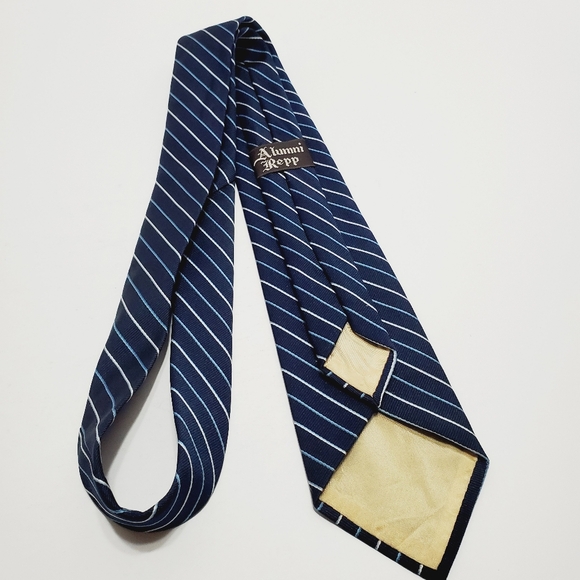Alumni Repp Necktie Blue Stripe Pattern Repp Fabric Neck Tie 56x3" - Picture 6 of 6